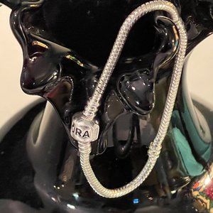 Vintage sterling silver Pandora snake chain bracelet for slide charms